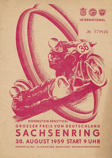 1959-08-30 | Sachsenring | DDR-Rennplakate | gdr event artwork | gdr programme cover | gdr poster | carsten riede