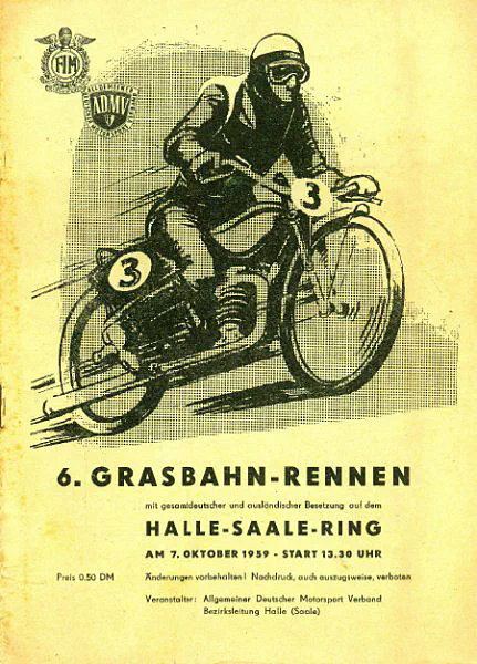 1959-10-07 | Halle/Saale | DDR-Rennplakate | gdr event artwork | gdr programme cover | gdr poster | carsten riede