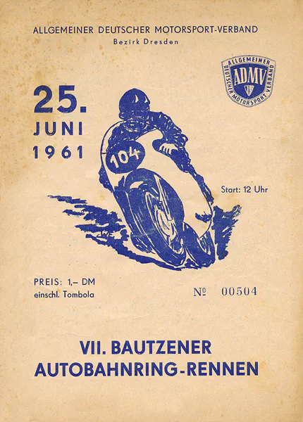 1961-06-25 | Bautzen | DDR-Rennplakate | gdr event artwork | gdr programme cover | gdr poster | carsten riede