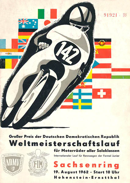1962-08-19 | Sachsenring | DDR-Rennplakate | gdr event artwork | gdr programme cover | gdr poster | carsten riede