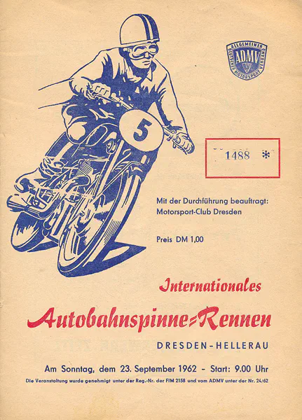 1962-09-23 | Dresden | DDR-Rennplakate | gdr event artwork | gdr programme cover | gdr poster | carsten riede