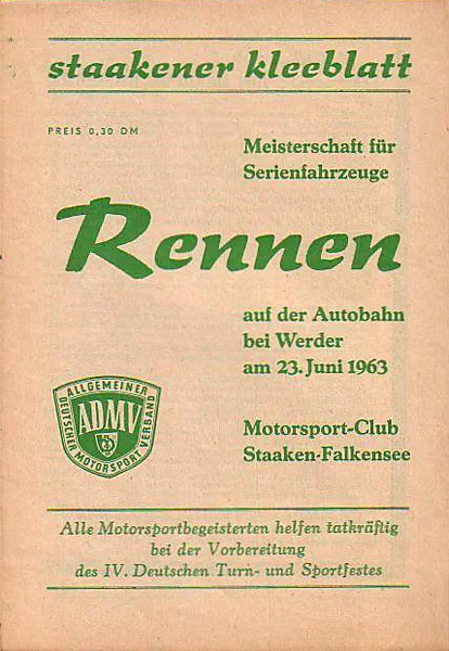 1963-06-23 | Staaken | DDR-Rennplakate | gdr event artwork | gdr programme cover | gdr poster | carsten riede