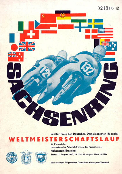 1963-08-17 | Sachsenring | DDR-Rennplakate | gdr event artwork | gdr programme cover | gdr poster | carsten riede