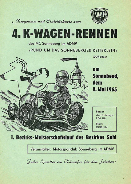 1965-05-08 | Sonneberg | DDR-Rennplakate | gdr event artwork | gdr programme cover | gdr poster | carsten riede