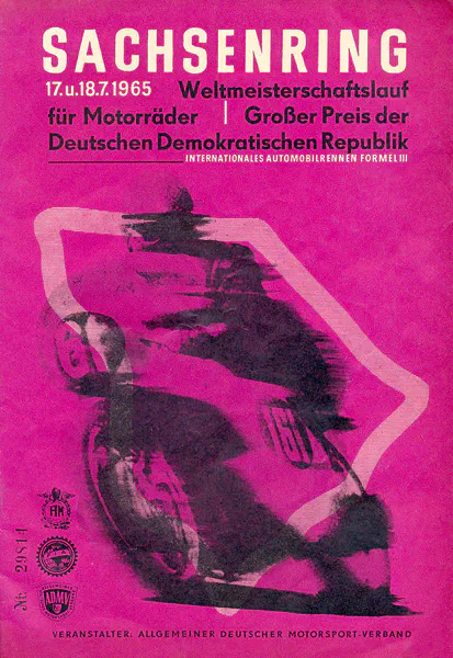 1965-07-18 | Sachsenring | DDR-Rennplakate | gdr event artwork | gdr programme cover | gdr poster | carsten riede