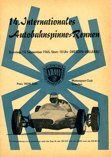 1965-09-12 | Dresden | DDR-Rennplakate | gdr event artwork | gdr programme cover | gdr poster | carsten riede