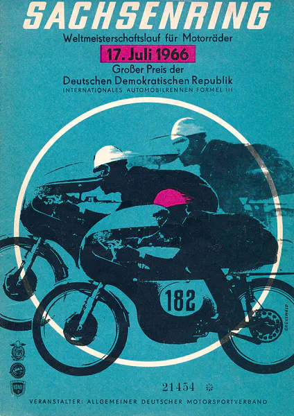 1966-07-17 | Sachsenring | DDR-Rennplakate | gdr event artwork | gdr programme cover | gdr poster | carsten riede