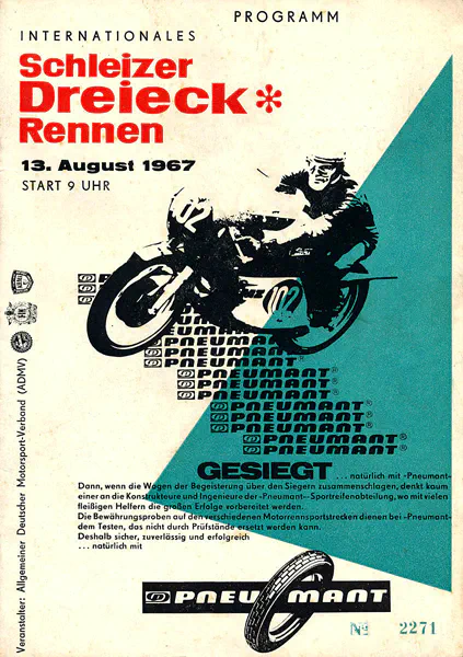 1967-08-13 | Schleiz | DDR-Rennplakate | gdr event artwork | gdr programme cover | gdr poster | carsten riede