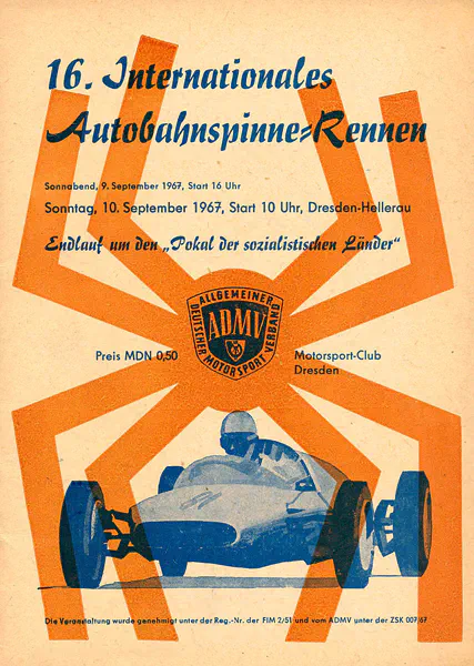 1967-09-10 | Dresden | DDR-Rennplakate | gdr event artwork | gdr programme cover | gdr poster | carsten riede