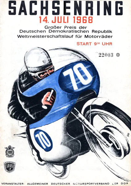 1968-07-14 | Sachsenring | DDR-Rennplakate | gdr event artwork | gdr programme cover | gdr poster | carsten riede