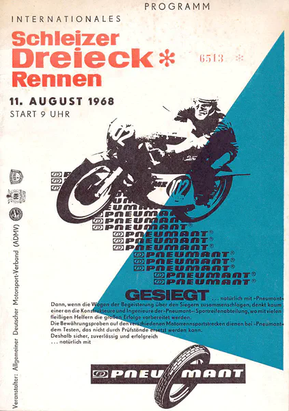 1968-08-11 | Schleiz | DDR-Rennplakate | gdr event artwork | gdr programme cover | gdr poster | carsten riede