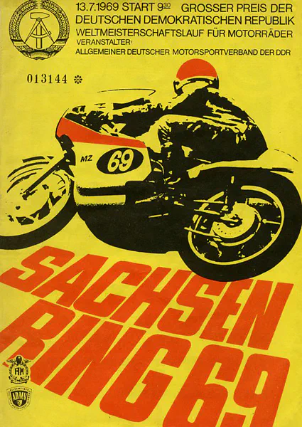 1969-07-13 | Sachsenring | DDR-Rennplakate | gdr event artwork | gdr programme cover | gdr poster | carsten riede