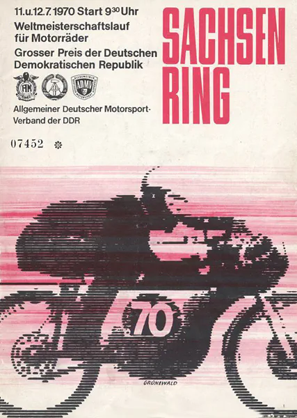 1970-07-12 | Sachsenring | DDR-Rennplakate | gdr event artwork | gdr programme cover | gdr poster | carsten riede