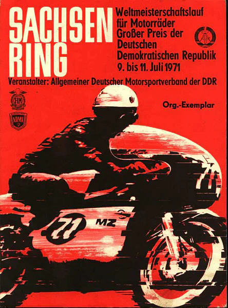 1971-07-11 | Sachsenring | DDR-Rennplakate | gdr event artwork | gdr programme cover | gdr poster | carsten riede