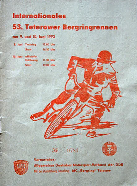 1973-06-09 | Teterow | DDR-Rennplakate | gdr event artwork | gdr programme cover | gdr poster | carsten riede