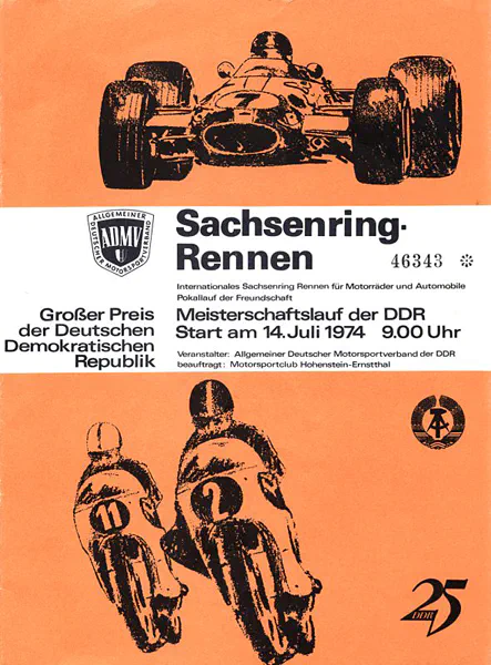 1974-07-14 | Sachsenring | DDR-Rennplakate | gdr event artwork | gdr programme cover | gdr poster | carsten riede