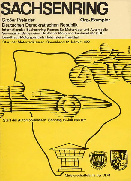 1975-07-12 | Sachsenring | DDR-Rennplakate | gdr event artwork | gdr programme cover | gdr poster | carsten riede