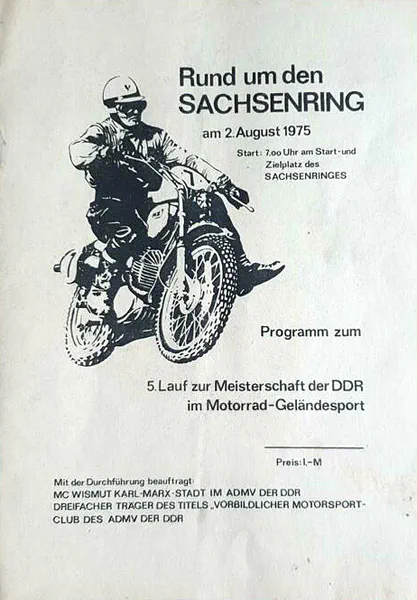 1975-08-02 | Sachsenring | DDR-Rennplakate | gdr event artwork | gdr programme cover | gdr poster | carsten riede