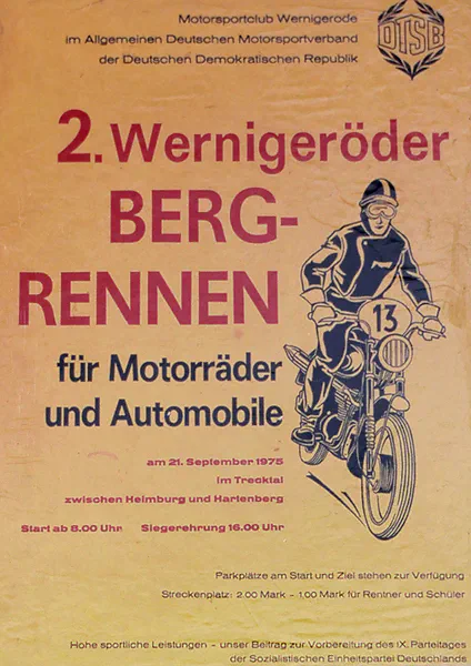 1975-09-21 | Wernigerode | DDR-Rennplakate | gdr event artwork | gdr programme cover | gdr poster | carsten riede
