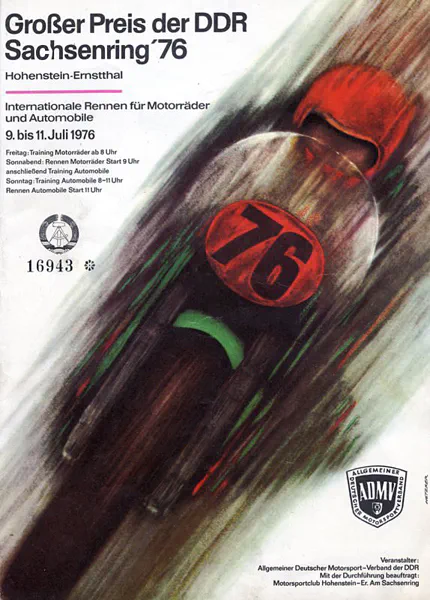 1976-07-11 | Sachsenring | DDR-Rennplakate | gdr event artwork | gdr programme cover | gdr poster | carsten riede