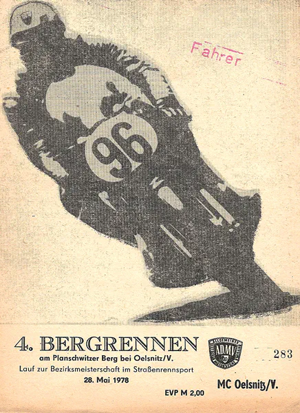 1978-05-28 | Oelsnitz | DDR-Rennplakate | gdr event artwork | gdr programme cover | gdr poster | carsten riede