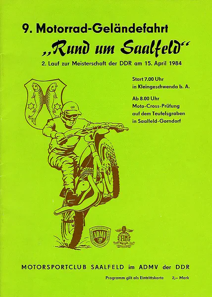 1984-04-25 | Saalfeld | DDR-Rennplakate | gdr event artwork | gdr programme cover | gdr poster | carsten riede