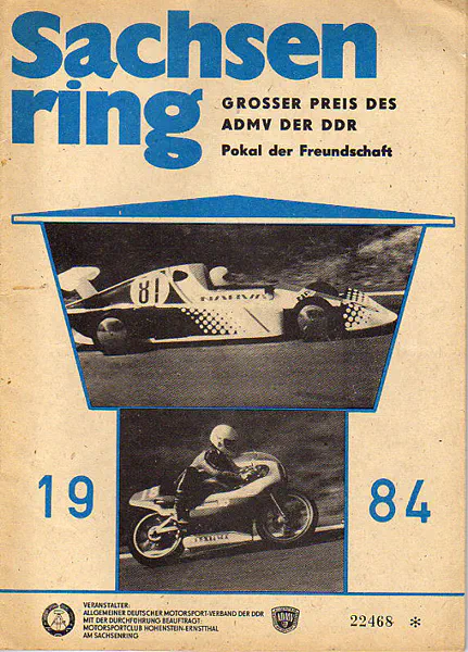 1984-07-08 | Sachsenring | DDR-Rennplakate | gdr event artwork | gdr programme cover | gdr poster | carsten riede