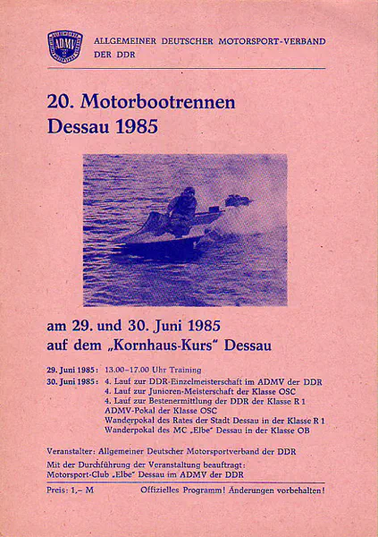 1985-06-30 | Dessau | DDR-Rennplakate | gdr event artwork | gdr programme cover | gdr poster | carsten riede