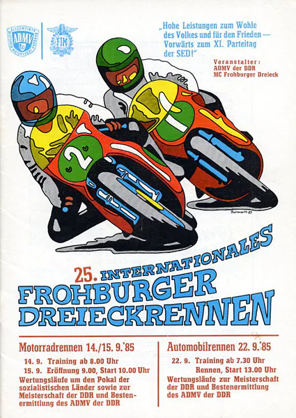 1985-09-22 | Frohburg | DDR-Rennplakate | gdr event artwork | gdr programme cover | gdr poster | carsten riede
