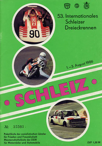 1986-08-03 | Schleiz | DDR-Rennplakate | gdr event artwork | gdr programme cover | gdr poster | carsten riede
