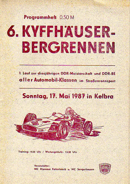 1987-05-17 | Kyffhäuser | DDR-Rennplakate | gdr event artwork | gdr programme cover | gdr poster | carsten riede