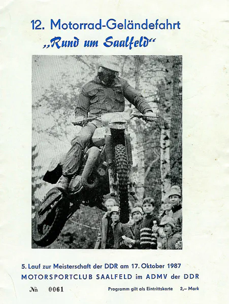 1987-10-17 | Saalfeld | DDR-Rennplakate | gdr event artwork | gdr programme cover | gdr poster | carsten riede