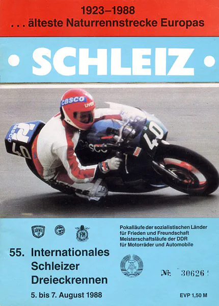 1988-08-07 | Schleiz | DDR-Rennplakate | gdr event artwork | gdr programme cover | gdr poster | carsten riede