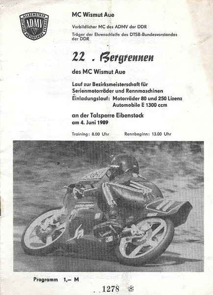 1989-06-04 | Eibenstock | DDR-Rennplakate | gdr event artwork | gdr programme cover | gdr poster | carsten riede