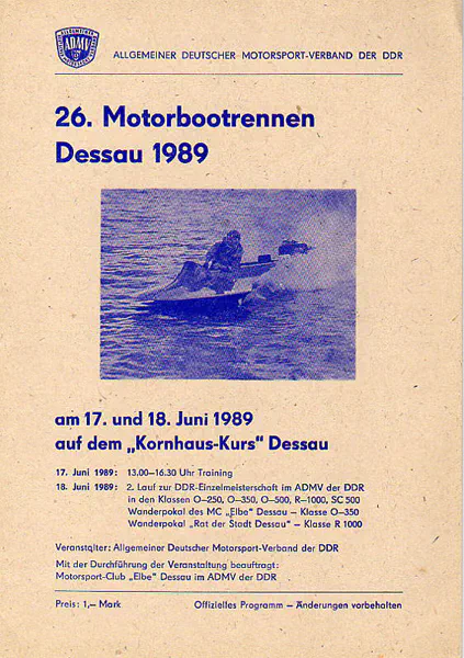 1989-06-18 | Dessau | DDR-Rennplakate | gdr event artwork | gdr programme cover | gdr poster | carsten riede
