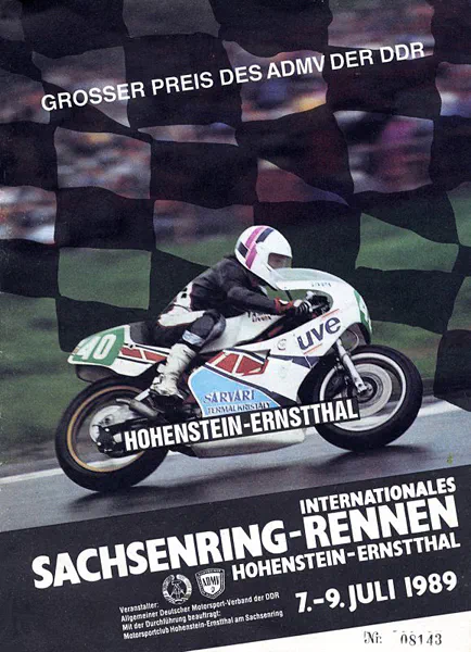1989-07-09 | Sachsenring | DDR-Rennplakate | gdr event artwork | gdr programme cover | gdr poster | carsten riede