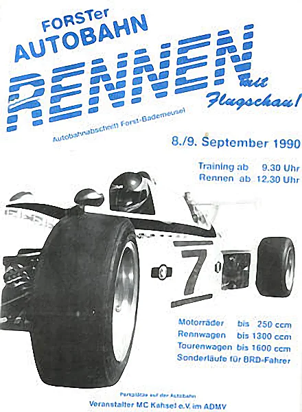 1990-09-08 | Forst | DDR-Rennplakate | gdr event artwork | gdr programme cover | gdr poster | carsten riede