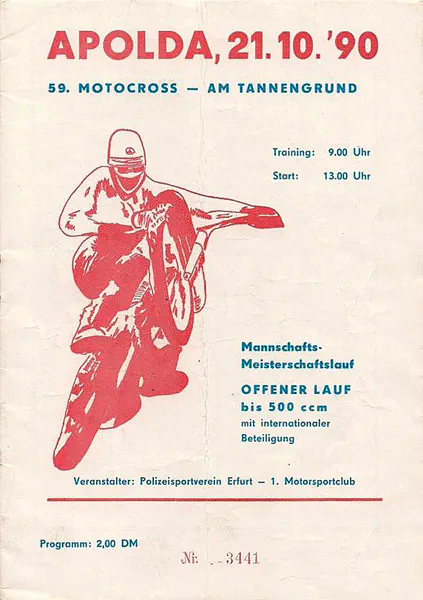 1990-10-21 | Apolda | DDR-Rennplakate | gdr event artwork | gdr programme cover | gdr poster | carsten riede