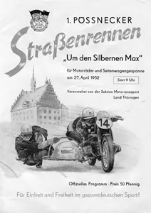 1952-04-27 | Pössneck | DDR-Rennplakate | gdr event artwork | gdr programme cover | gdr poster | carsten riede