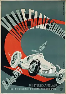 1954-08-08 | Halle/Saale | DDR-Rennplakate | gdr event artwork | gdr programme cover | gdr poster | carsten riede