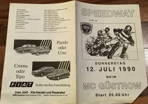 1990-07-12 | Güstrow | DDR-Rennplakate | gdr event artwork | gdr programme cover | gdr poster | carsten riede