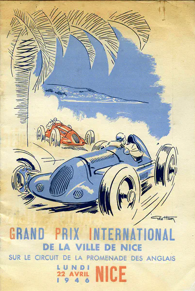 1946-04-22 | Grand Prix De Nice | Nice | Formula 1 Event Artworks | formula 1 event artwork | formula 1 programme cover | formula 1 poster | carsten riede