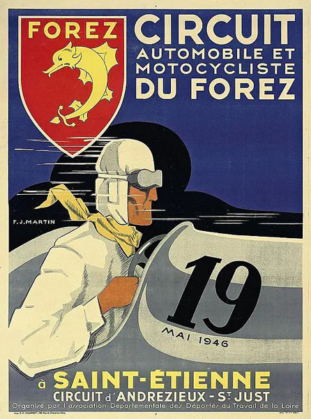 1946-05-19 | Grand Prix Du Forez | St. Just-Andrezieux | Formula 1 Event Artworks | formula 1 event artwork | formula 1 programme cover | formula 1 poster | carsten riede