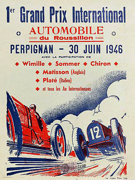 1946-06-30 | Grand Prix Du Roussillon | Perpignan | Formula 1 Event Artworks | formula 1 event artwork | formula 1 programme cover | formula 1 poster | carsten riede