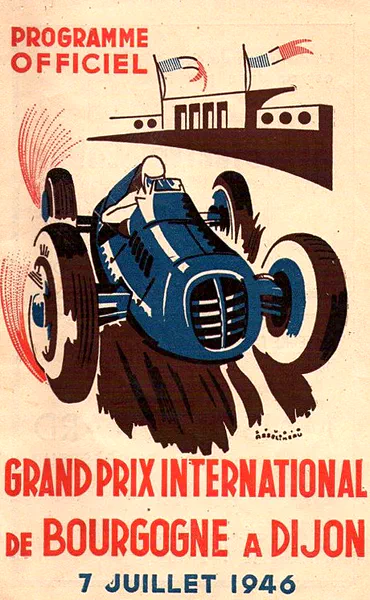 1946-07-07 | Grand Prix De Bourgogne | Dijon | Formula 1 Event Artworks | formula 1 event artwork | formula 1 programme cover | formula 1 poster | carsten riede