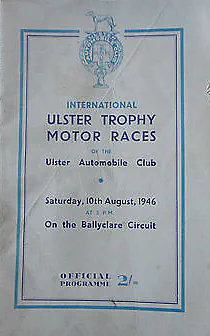 1946-08-10 | Ulster Trophy | Ballyclare | Formula 1 Event Artworks | formula 1 event artwork | formula 1 programme cover | formula 1 poster | carsten riede
