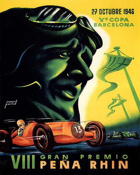1946-10-27 | Gran Premio De Pena Rhin | Pedralbes | Formula 1 Event Artworks | formula 1 event artwork | formula 1 programme cover | formula 1 poster | carsten riede