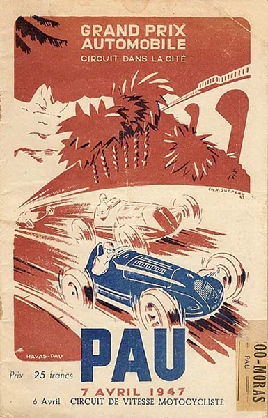 1947-04-07 | Grand Prix De Pau | Pau | Formula 1 Event Artworks | formula 1 event artwork | formula 1 programme cover | formula 1 poster | carsten riede