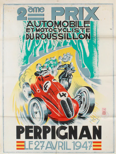 1947-04-27 | Grand Prix Du Roussillon | Perpignan | Formula 1 Event Artworks | formula 1 event artwork | formula 1 programme cover | formula 1 poster | carsten riede