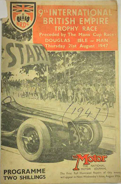 1947-08-21 | British Empire Trophy | Douglas | Formula 1 Event Artworks | formula 1 event artwork | formula 1 programme cover | formula 1 poster | carsten riede